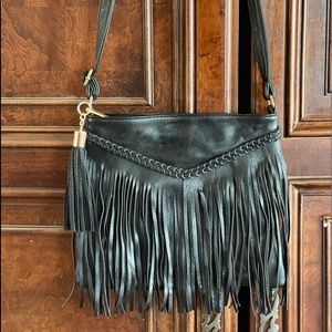 Black Crossbody Fringed Bag Final Price